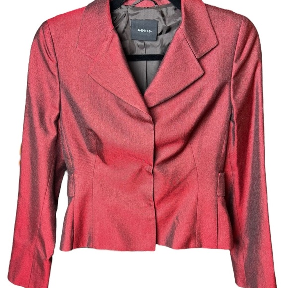 Akris Red Silk Cashmere Blend Tailored Blazer Swiss Luxury Minimalist Size 6 - Picture 12 of 12